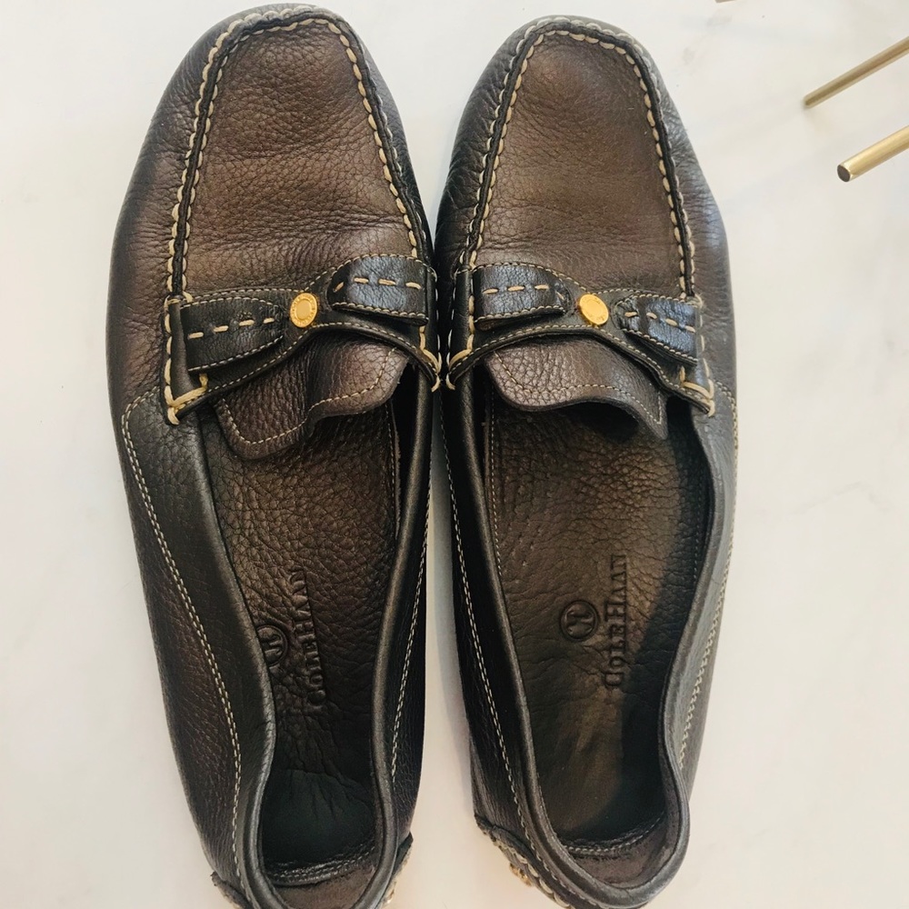 Cole Haan Leather Driving Mocs with Gold Details